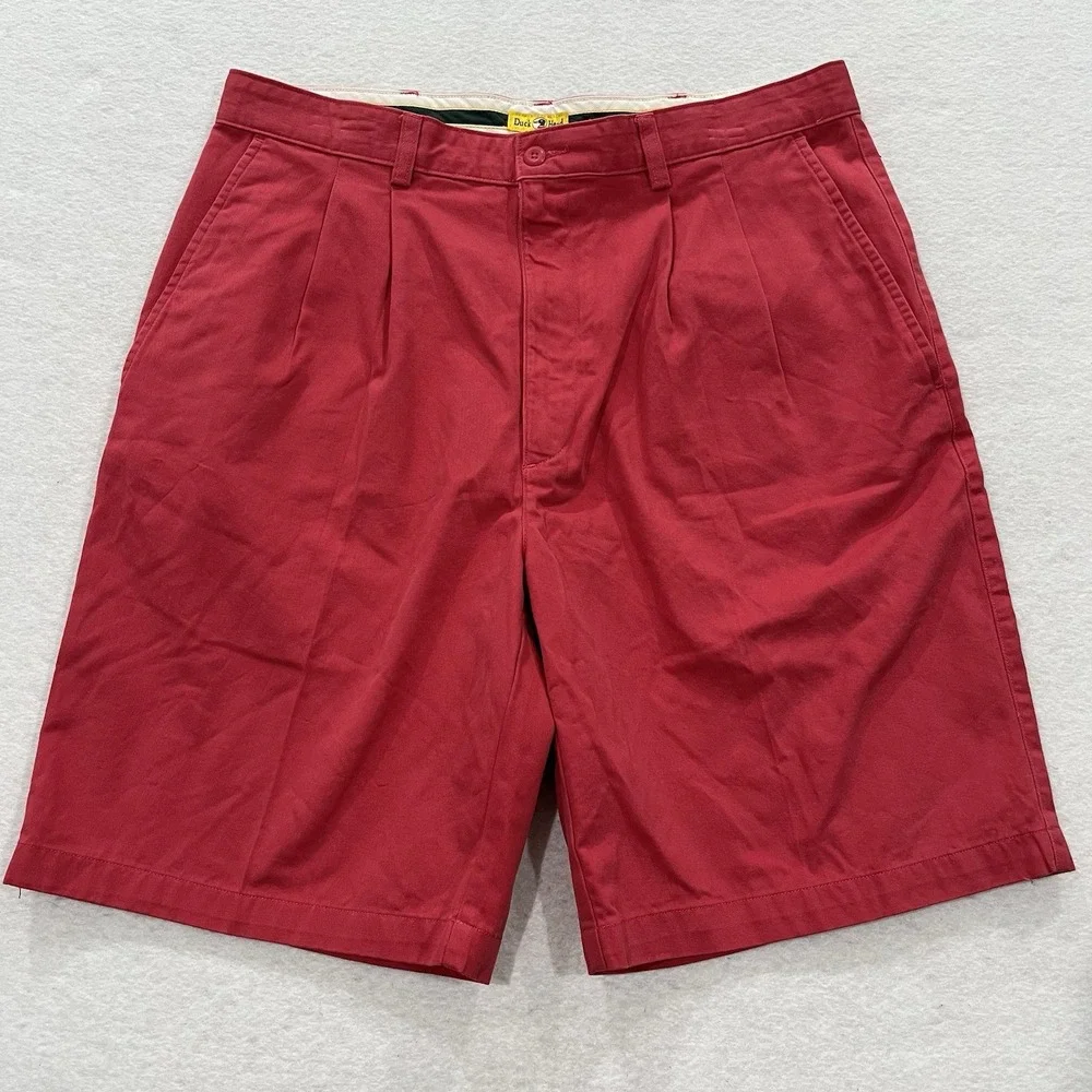 Vintage Duck Head Shorts Mens 36 Dark Pink Pleated Cotton Chino Khaki Adult NWT